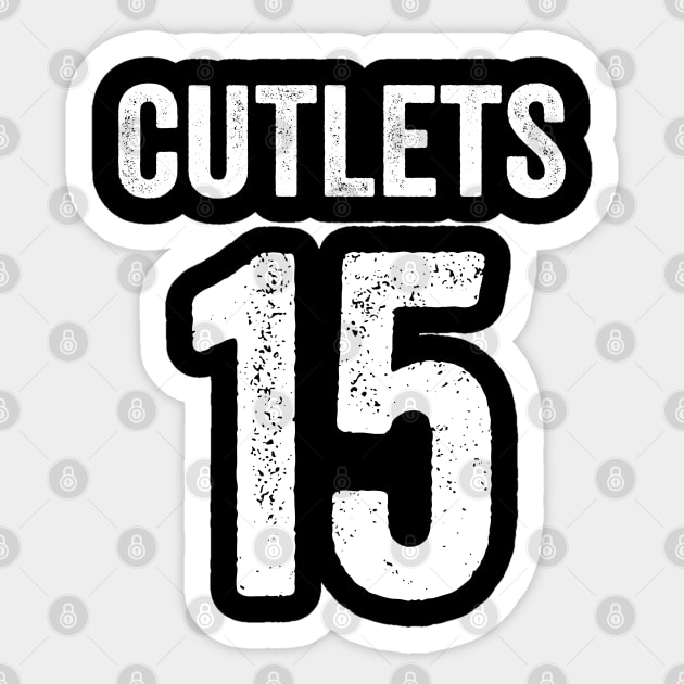 Cutlets in 15 - White Font Sticker by jorinde winter designs